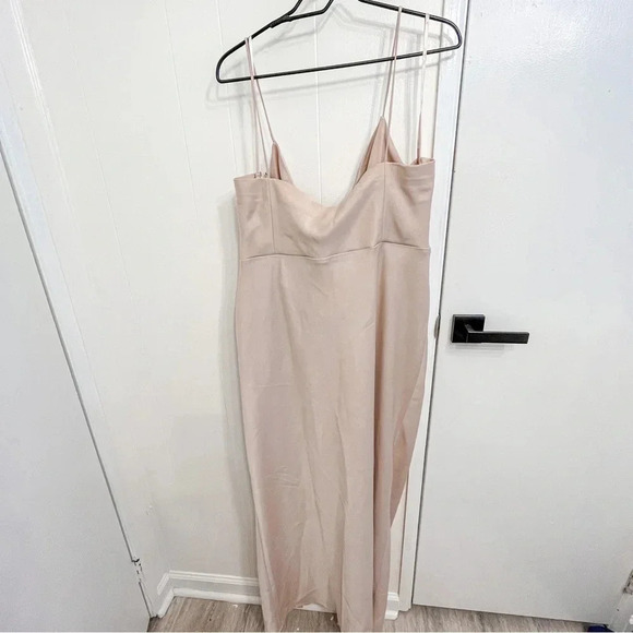 BHLDN Anthropologie Freya satin charmeuse dress beige oyster size 20 NWT - Picture 9 of 14